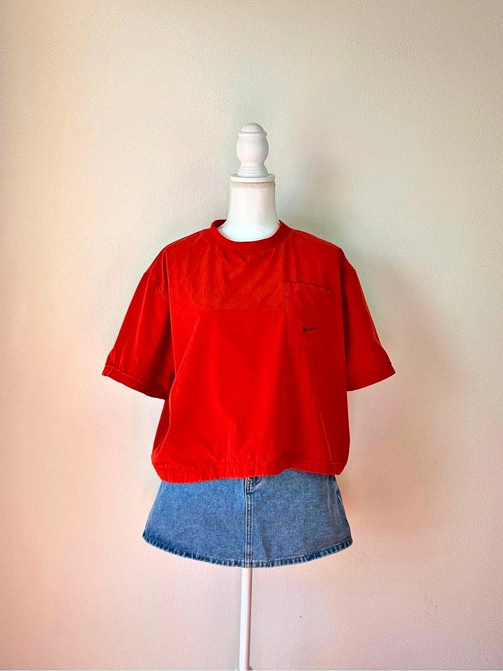 Nike short sleeve mesh top Red Mesh Short Sleeve Top Size XL Like New